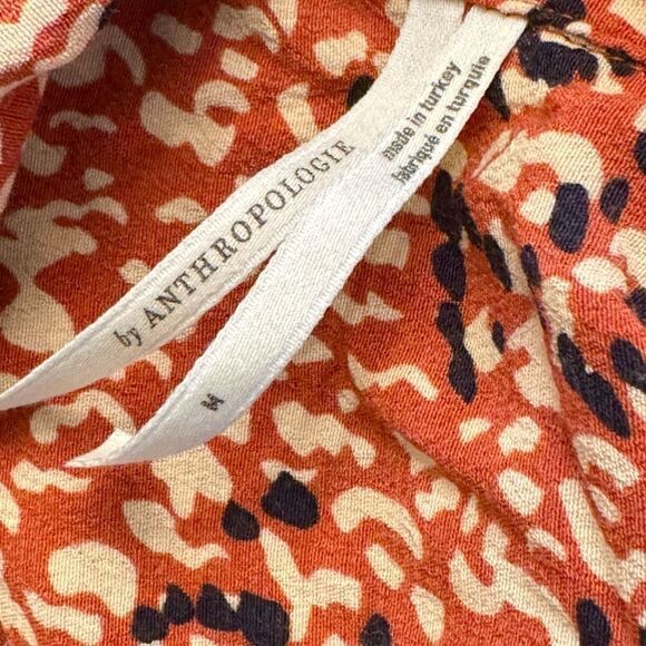 Anthropologie Red-Orange and Black Long Sleeve Maxi Faux Wrap Dress EUC Sz M - Picture 7 of 13